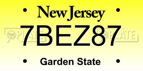 7BEZ87 New Jersey License Plate
