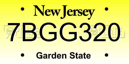 7BGG320 New Jersey License Plate