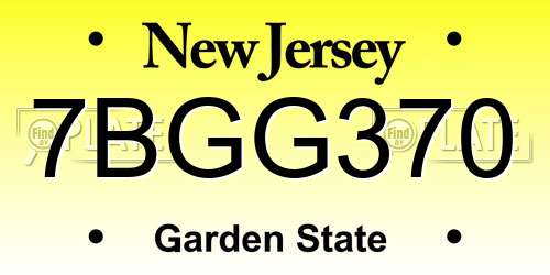 7BGG370 New Jersey License Plate