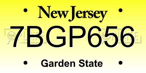 7BGP656 New Jersey License Plate