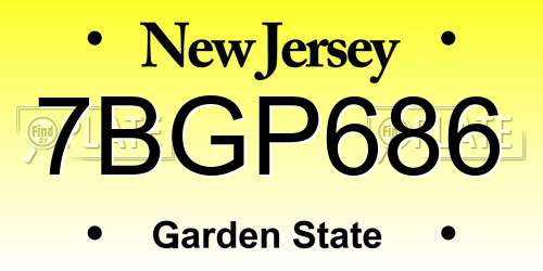 7BGP686 New Jersey License Plate