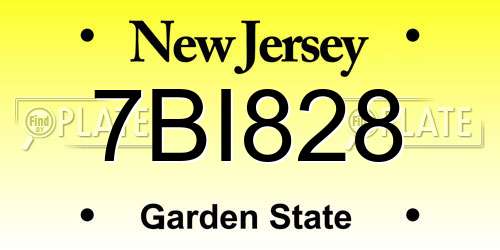 7BI828 New Jersey License Plate