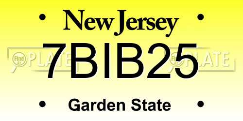 7BIB25 New Jersey License Plate