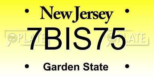 7BIS75 New Jersey License Plate