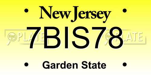 7BIS78 New Jersey License Plate