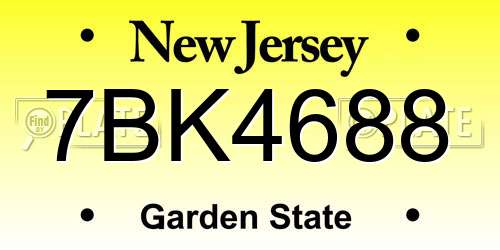 7BK4688 New Jersey License Plate