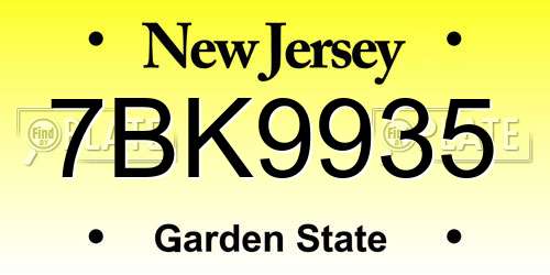 7BK9935 New Jersey License Plate
