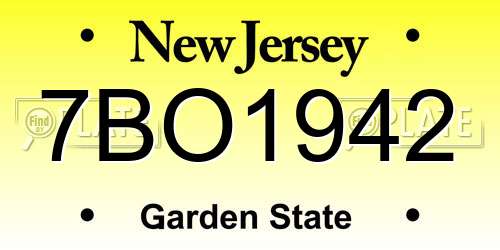 7BO1942 New Jersey License Plate