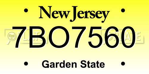 7BO7560 New Jersey License Plate
