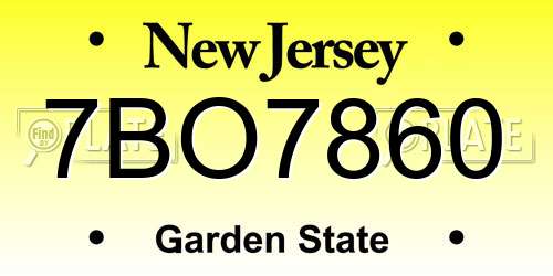 7BO7860 New Jersey License Plate
