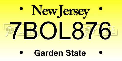 7BOL876 New Jersey License Plate