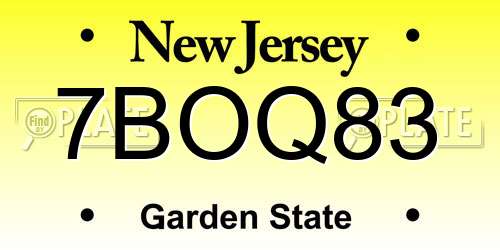 7BOQ83 New Jersey License Plate