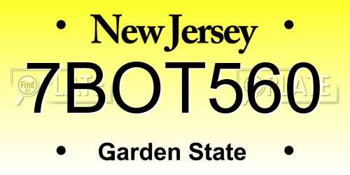 7BOT560 New Jersey License Plate