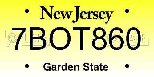 7BOT860 New Jersey License Plate