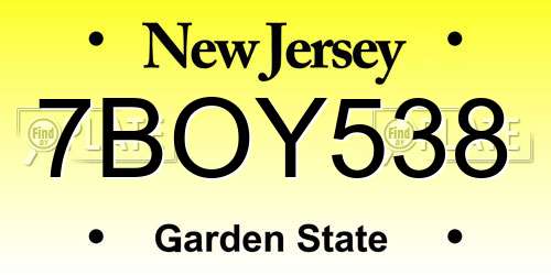 7BOY538 New Jersey License Plate