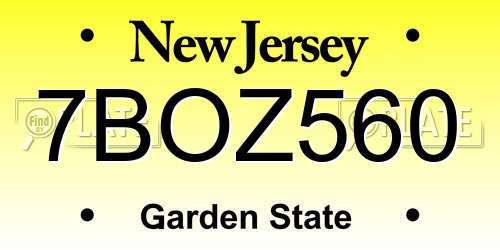7BOZ560 New Jersey License Plate
