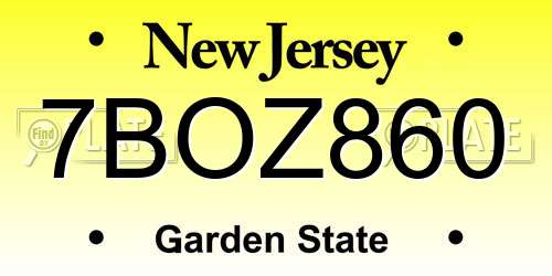 7BOZ860 New Jersey License Plate