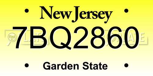 7BQ2860 New Jersey License Plate