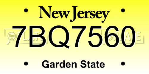 7BQ7560 New Jersey License Plate