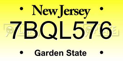 7BQL576 New Jersey License Plate
