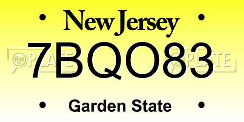 7BQO83 New Jersey License Plate