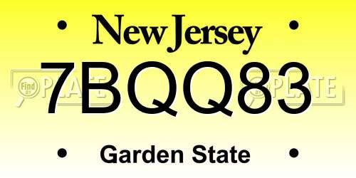 7BQQ83 New Jersey License Plate
