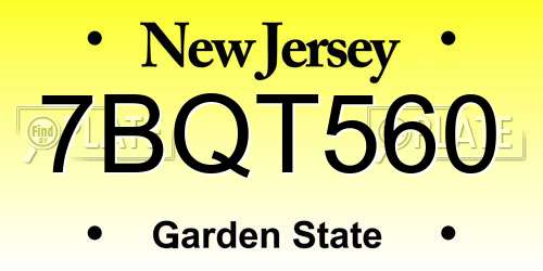 7BQT560 New Jersey License Plate