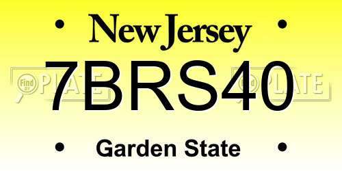 7BRS40 New Jersey License Plate