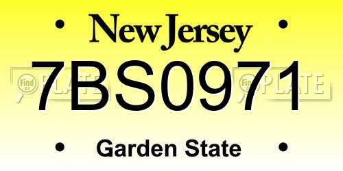 7BS0971 New Jersey License Plate