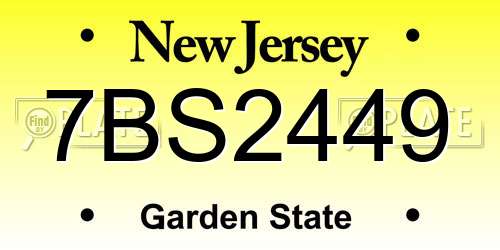 7BS2449 New Jersey License Plate