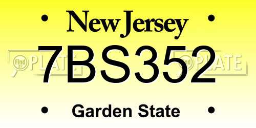 7BS352 New Jersey License Plate