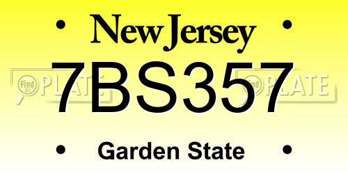 7BS357 New Jersey License Plate