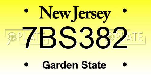 7BS382 New Jersey License Plate
