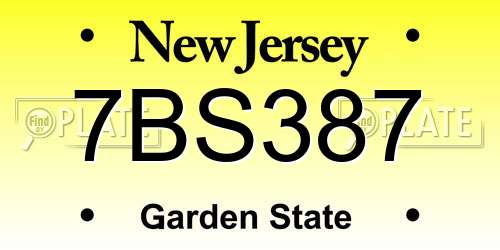 7BS387 New Jersey License Plate