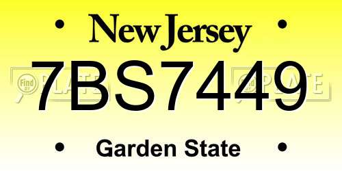 7BS7449 New Jersey License Plate