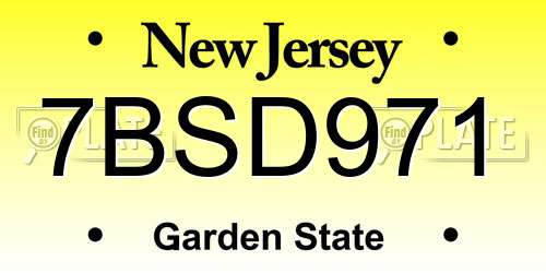 7BSD971 New Jersey License Plate