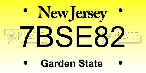 7BSE82 New Jersey License Plate