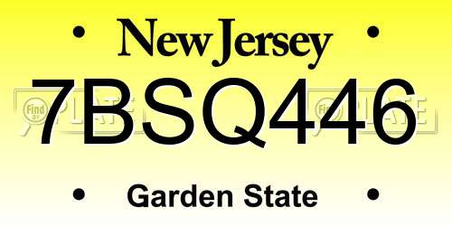 7BSQ446 New Jersey License Plate