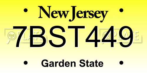 7BST449 New Jersey License Plate