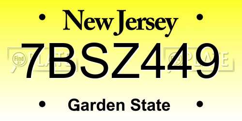 7BSZ449 New Jersey License Plate
