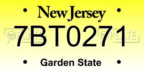 7BT0271 New Jersey License Plate
