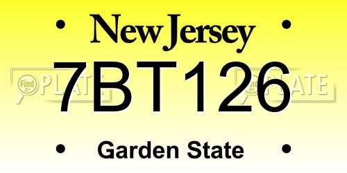 7BT126 New Jersey License Plate