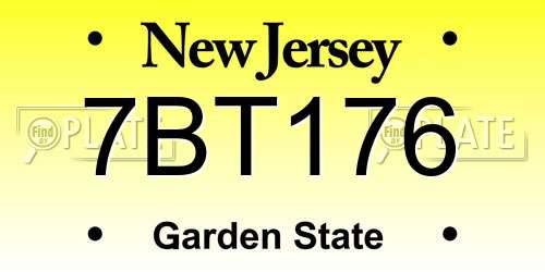 7BT176 New Jersey License Plate