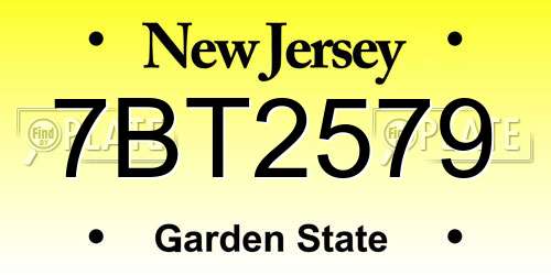 7BT2579 New Jersey License Plate