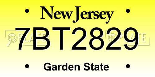 7BT2829 New Jersey License Plate