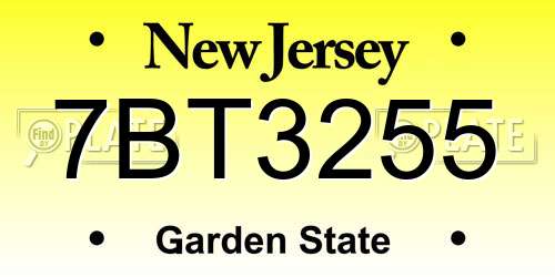 7BT3255 New Jersey License Plate