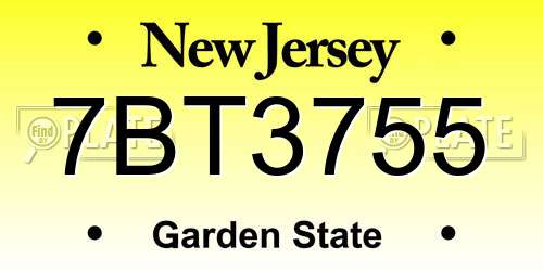 7BT3755 New Jersey License Plate