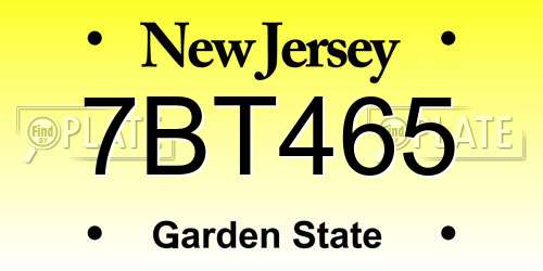 7BT465 New Jersey License Plate