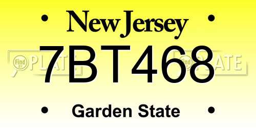 7BT468 New Jersey License Plate