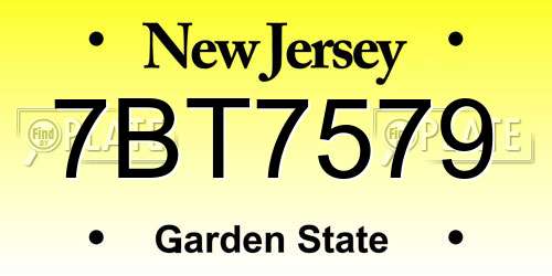 7BT7579 New Jersey License Plate